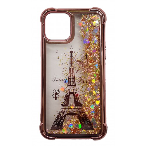 iP12Mini(5.4) Waterfall Protective Case Rose Gold Eiffel Tower